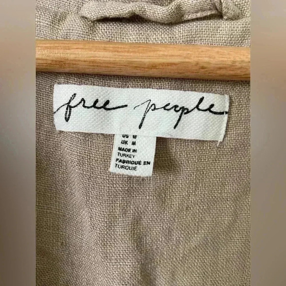 Free People Linen suit blazer jacket size M - Picture 5 of 7